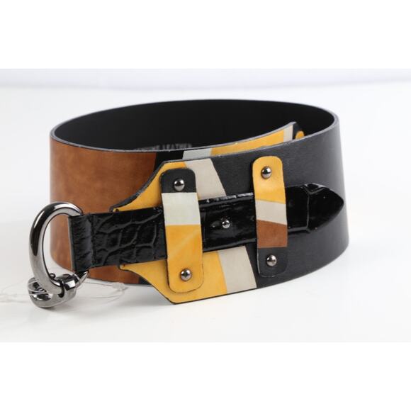 Angelo Marani Multicolor Wide Leather Belt Size L Designer Statement Fashion main image 6